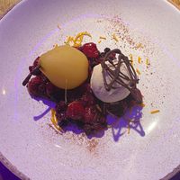 Pear dessert at Rutland Arms Hotel in Bakewell