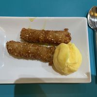 Thai banana fritters with sorbet  at Rama Thai in Dundee