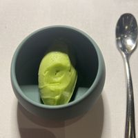 Cucumber sorbet (palate cleanser- not on tasting menu)  at Opasly Tom in Warsaw