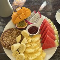 Vegan pancakes, ask for no honey   at Peak Cafe in Koh Lanta