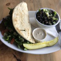 Seitan gyro with coconut rice and black beans  at Sweet Melissa Cafe in Laramie