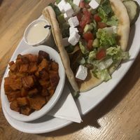Seitan gyro with roasted sweet potatoes   at Sweet Melissa Cafe in Laramie