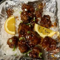 General Tso’s Cauliflower on rice  at Sweet Melissa Cafe in Laramie