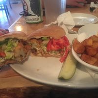 Cauliflower sandwich with garlic roasted potatoes. Yum! at Sweet Melissa Cafe in Laramie
