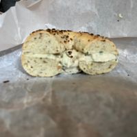 Superfood bagel with chive cashew cream cheese at Knead Bagels in Philadelphia