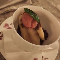 Dessert. Apple, biscuit and cinnamon at The Four Rooms of Mrs. Safija in Sarajevo