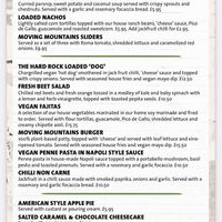 Vegan menu at Hard Rock Cafe in Newcastle Upon Tyne