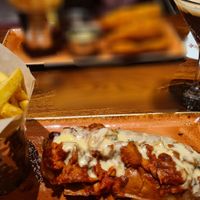 Vegan hotdog and fries at Hard Rock Cafe in Newcastle Upon Tyne