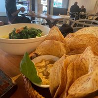 Taro chips with tofu dip - YUMM  at Chau Veggie Express in Vancouver