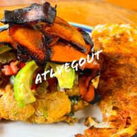 Savory waffles   at The Emporium in San Marcos La Laguna