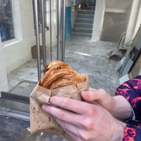 almond croissant  at Gecko Coffeehouse in East London