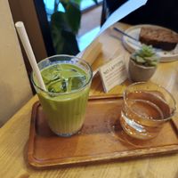 Iced oat matcha latte at Gecko Coffeehouse in East London