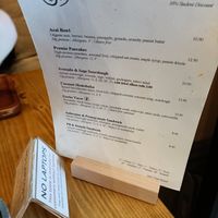 Main menu at Gecko Coffeehouse in East London