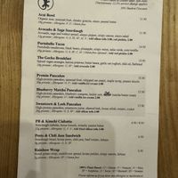 Menü  at Gecko Coffeehouse in East London