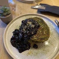 Matcha blueberry pancakes   at Gecko Coffeehouse in East London