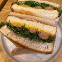 Sausage sandwich at Gecko Coffeehouse in East London