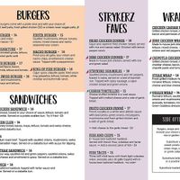 Menu at StrykerZ Kitchen and Bar in Kitchener