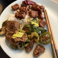 King Pao Tofu and Double Cooked Veg Pork  at Da Sichuan Bistro in Palo Alto