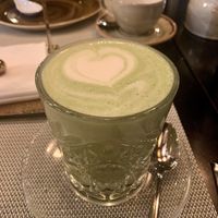 matcha latte with almond milk  at Gan Bei in Riga