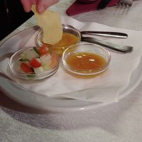 Poppadums with vegan dips at Jaipur Indian Restaurant in Fuerteventura