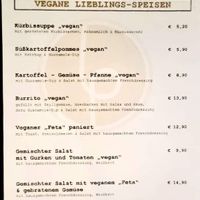 Ausschnitt aus der Speisekarte  at Lieblingsplatz in Amberg