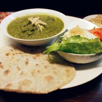 Indian set meal with flatbread and curry at Sujata in Kyoto