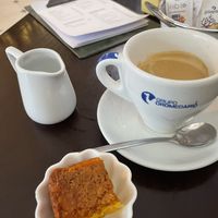 Café americano with carrot cake  at Pasiones Bar  in Gijon
