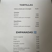 Menú  at Pasiones Bar  in Gijon