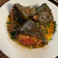 Berenjenas rellenas de arroz at La Mediterránea in Albacete