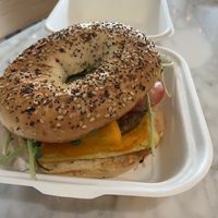 Classic breakfast sandwich w/ sausage  at Bread + Roses in Hyannis