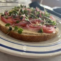 Hummus Toast  at Bread + Roses in Hyannis