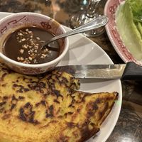 Vegetable and tofu crêpe (veganized by ordering it with peanut sauce)  at Saigon Landing in Evergreen