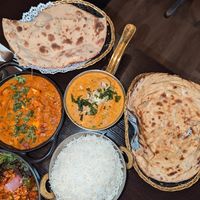 Tofu tikka masala, Veg Madras, lachcha paratha and tandoori roti at Pint Size Indian in Point Cook