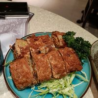 Tofu wrapped vegetables - I thought it was going to be soft tofu - a bit like omelette, but it was crispy. Alright, but not a patch on the eggplant. at Shanghai Lane 上海弄堂 in Hong Kong Island