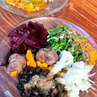 Salad bar plate   at Tulasi in Cochabamba