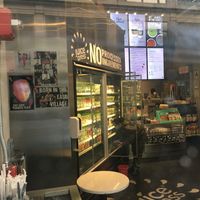 Inside shop--notice (minimal) seating at Juice Press - Empire State Building in New York City