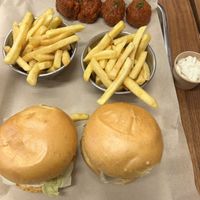 Burgers and fries and the wings  at Jimmy's Street Food in Paris