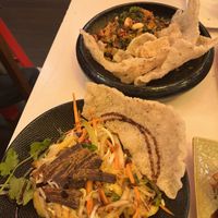 Papaya salad and chay crackers   at Bep Chay in Toulouse
