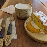Dosa quiche and chai at Yoke in West End