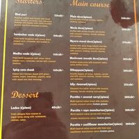 Menu at Dosa Dum in Prague