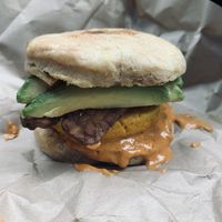 Egg, Bacon, Avocado, and Aioli biscuit  at Dulce Vegan Bakery and Cafe in Atlanta