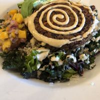 Black bean sweet potato patty bowl at Dulce Vegan Bakery and Cafe in Atlanta
