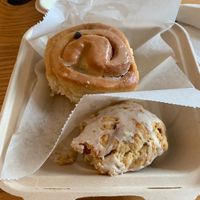 Cinnamon roll and the maple pecan scone..... at Dulce Vegan Bakery and Cafe in Atlanta