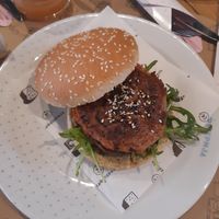 The vegan burger #Veganuary at Kafeterija Čarli Čaplin in Belgrade
