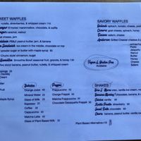 Menu (English) at The Waffle Spot in Puerto Escondido