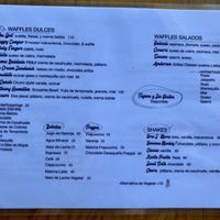 Menu (Spanish) at The Waffle Spot in Puerto Escondido
