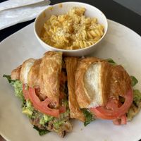Grilled ch*corn blt croissant with mac’n’cheese   at Veggie Grill - Farmers Market in Los Angeles
