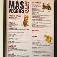 Más Veggies Taqueria Menu at Veggie Grill - Farmers Market in Los Angeles