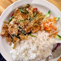Spicy tofu and veg with rice at Thanh Binh in North West London