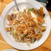 Wok-fried tofu and veg rice noodle at Thanh Binh in North West London